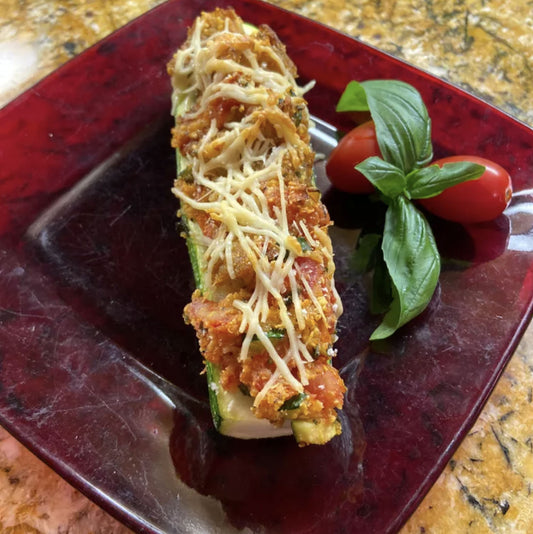 Stuffed Zucchini with Chicken Sausage