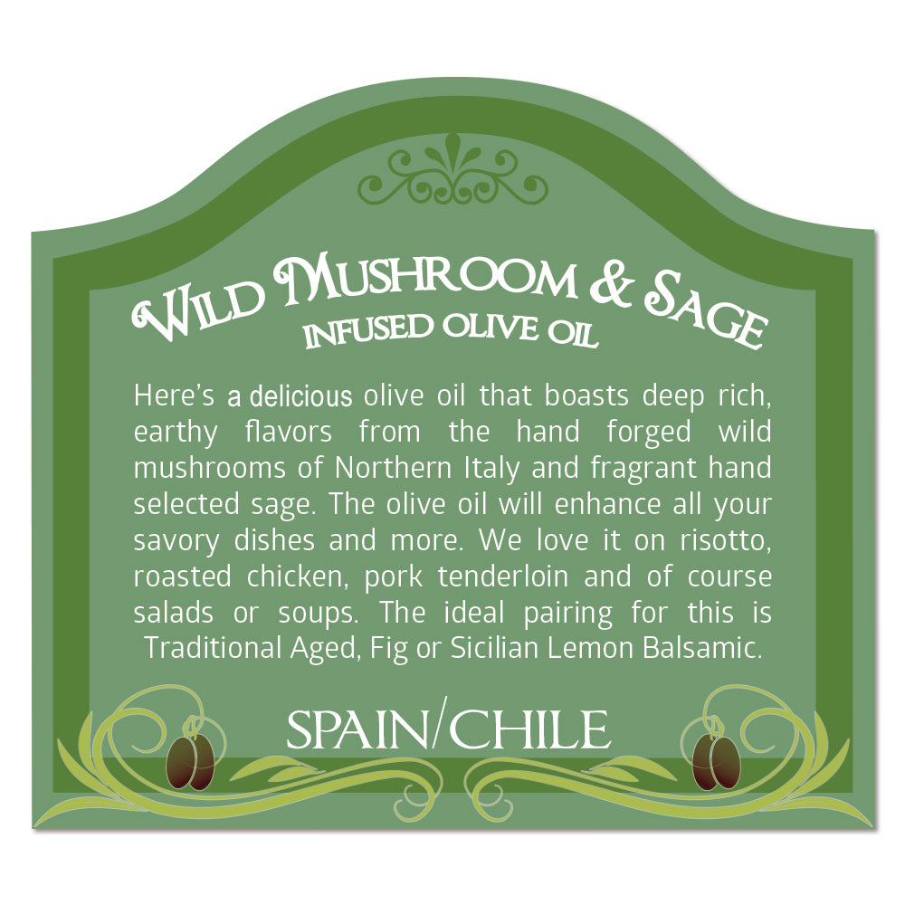 WILD MUSHROOM & SAGE Infused Olive Oil - Portugal