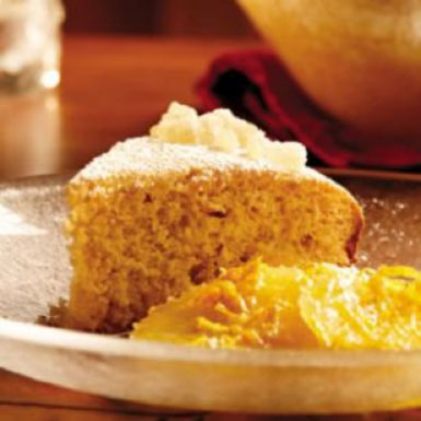 Citrus Ginger Cake with Spiced Orange Compote