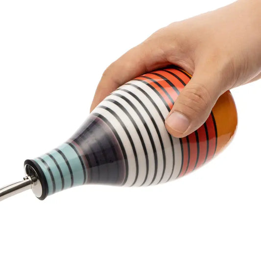 Black Multi Stripes Ceramic Olive Oil Cruet Bottle 400ml