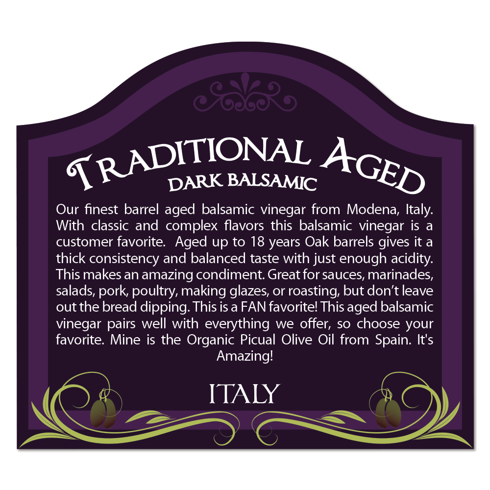 A TRADITIONAL AGED Balsamic Vinegar (Aged 18 Year, Dark)